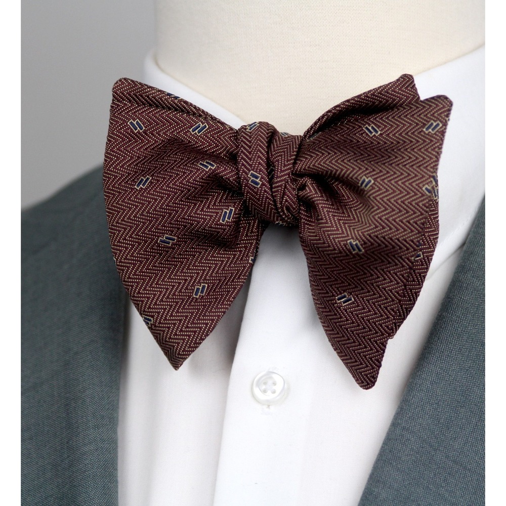 Men's Self-Tie Bow Tie 100% Silk Big‎ Butterfly Brown Classic Formal